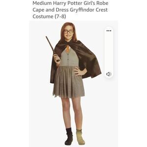 Harry Potter 3 pc costume new with tags grufindor medium 8 /:10 cape dress glass